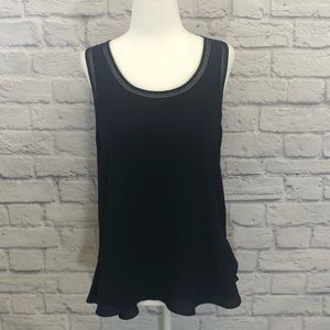 LOFT Chiffon Ruffle Hem Sleeveless Blouse